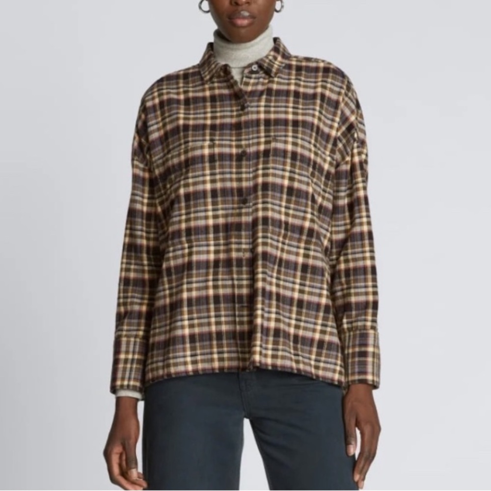 NWT EVERLANE The Boxy 100% Cotton Flannel Medium